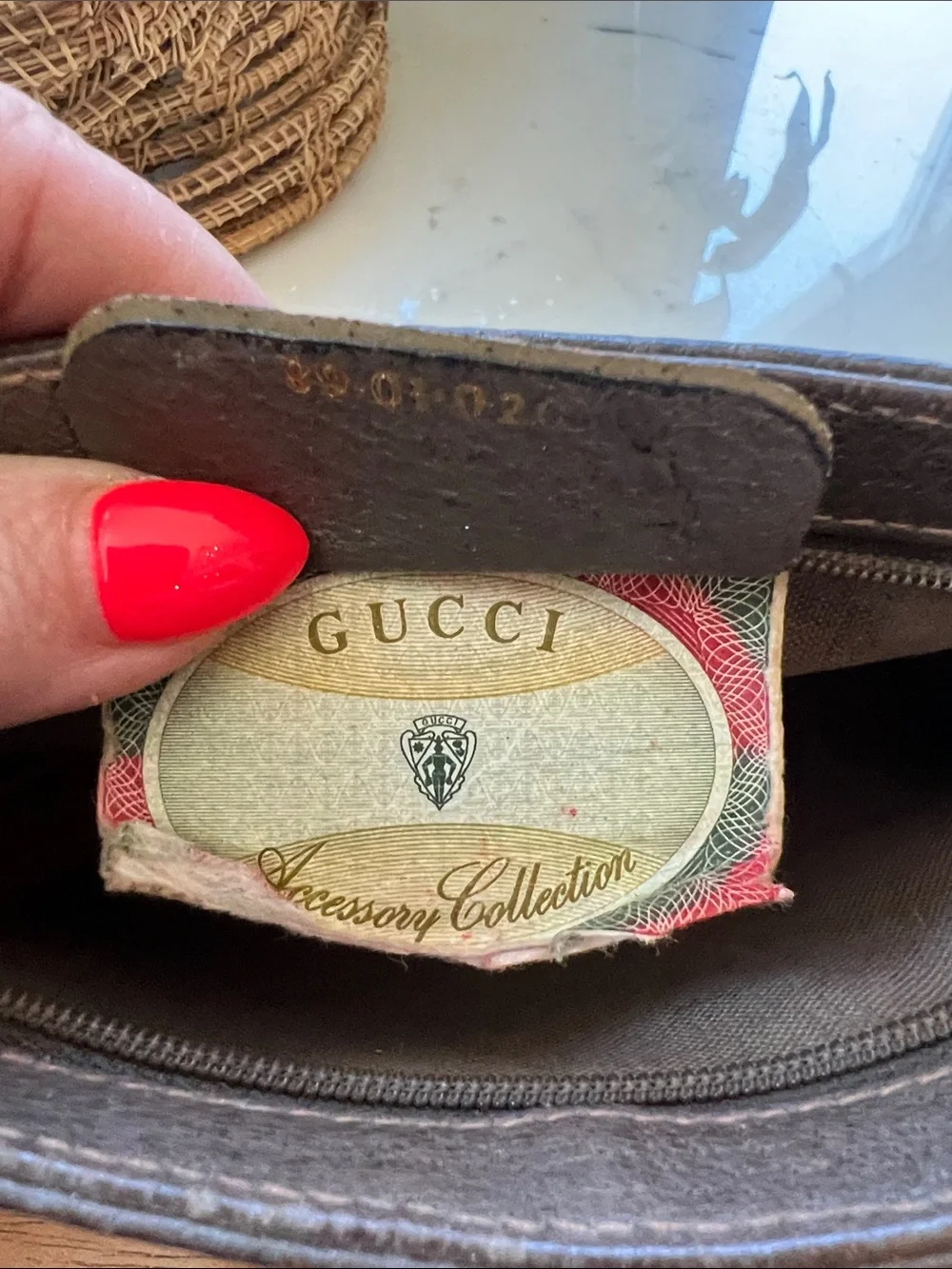 Vintage Gucci Beige & Brown GG Canvas Cosmetic Pouch with Gold Logo